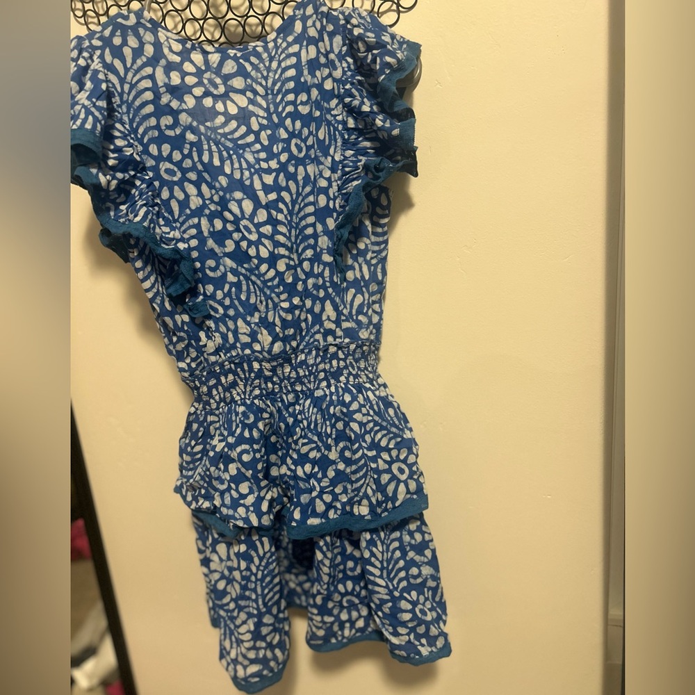 Blue Island NWT Blue & White Floral Midi Dress | Ruffle Sleeve Cotton Dress | S - Picture 8 of 8